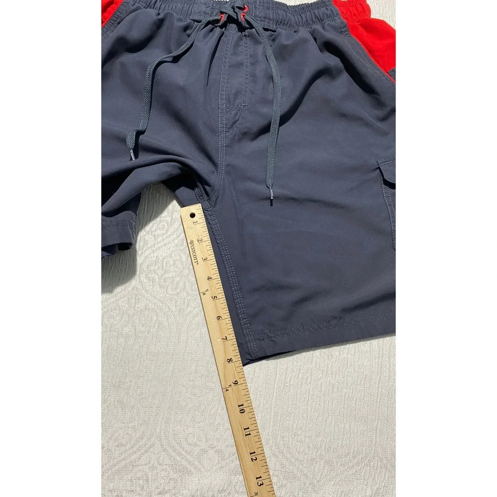 Speedo Mens XL Navy Blue Red Colorblock‎ Board Shorts Swim Trunks Cargo Pocket